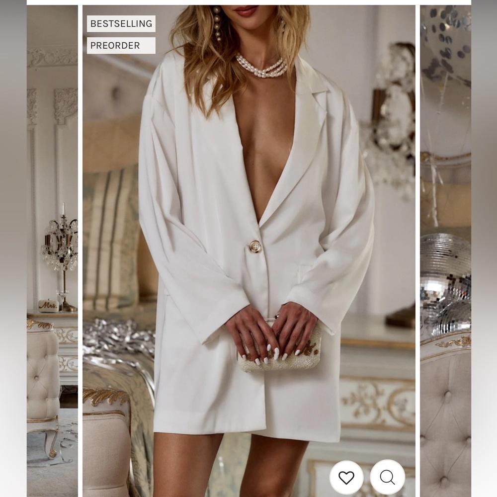 12th Tribe Satin White Blazer NWT